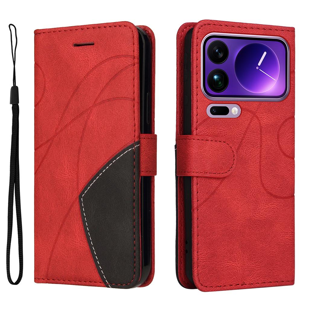 For Xiaomi 17 Pro Max Leather Phone Case Stand Wallet with Bi-colour Splicing Design