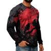 Men's Casual Knit Long Sleeve Neck T-Shirt with Halloween Print for Parties and Fall Daily Wear