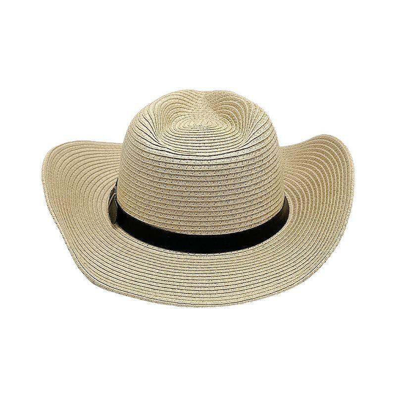 Summer Sun Protection Breathable Panama Hat Straw Hat European and American Fashion Belt Accessories Western Cowboy Hat Men's Sun Protection Hat