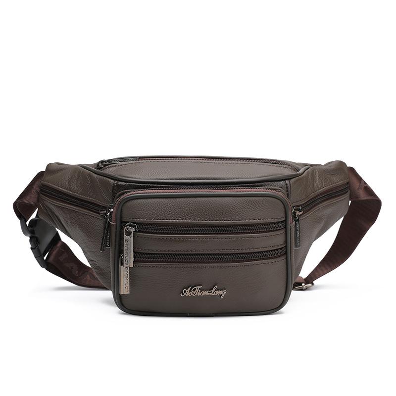 

Мужская нагрудная сумка, модная поясная сумка из коровьей кожи, многосекционная сумка для телефона, кошелек для монет коричневый