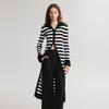 ELLE Elegant Striped Long Sleeve Knit Dress Women Dresses Black White EL49387