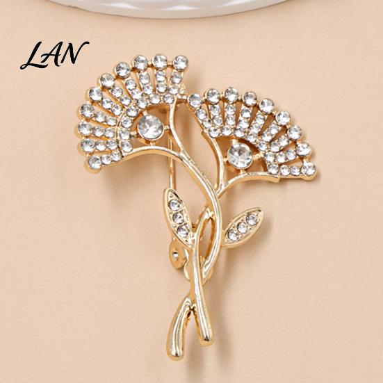 Nature Inspired Pin Rhinestone Ginkgo Leaf Brooch, Sparkling Lapel for Men Women, Non-fading Brooch Decorative Badge Clothes Bag Hat Scarf Suits