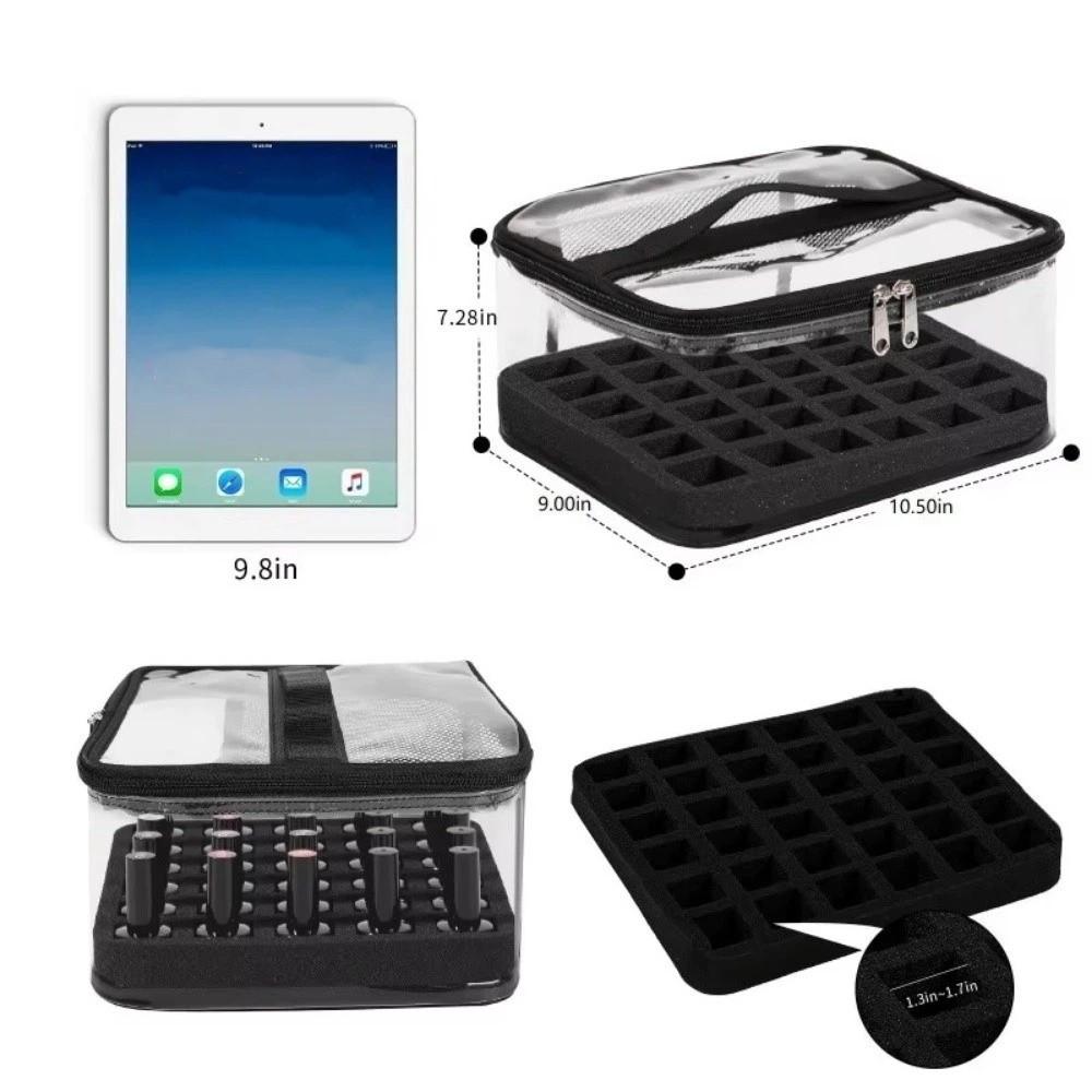 PVC Nail Polish Storage Bag Hand-held Clear Nail Polish Organizer 36 Bottles Holder Large Capacity Cosmetic Bag