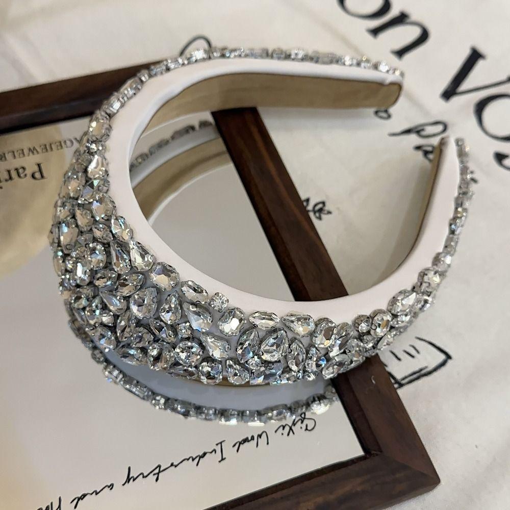 Black Color Crystal Gem Headband Rhinestone Padded Diamante Headband for Washing Face