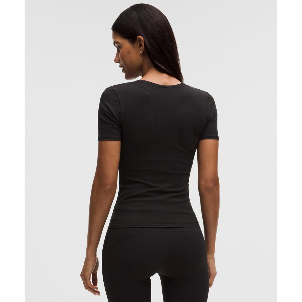 Lululemon Wundermost Ultra Soft Ribbed Nulu Scoop Neck Shirt Black