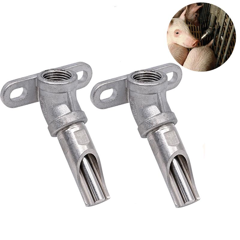 5pcs Thicken Stainless Steel Piglet Water Nipple 1/2 Inch Pig Automatic Waterer Drinker Nipple Head Farm Watering Supplies