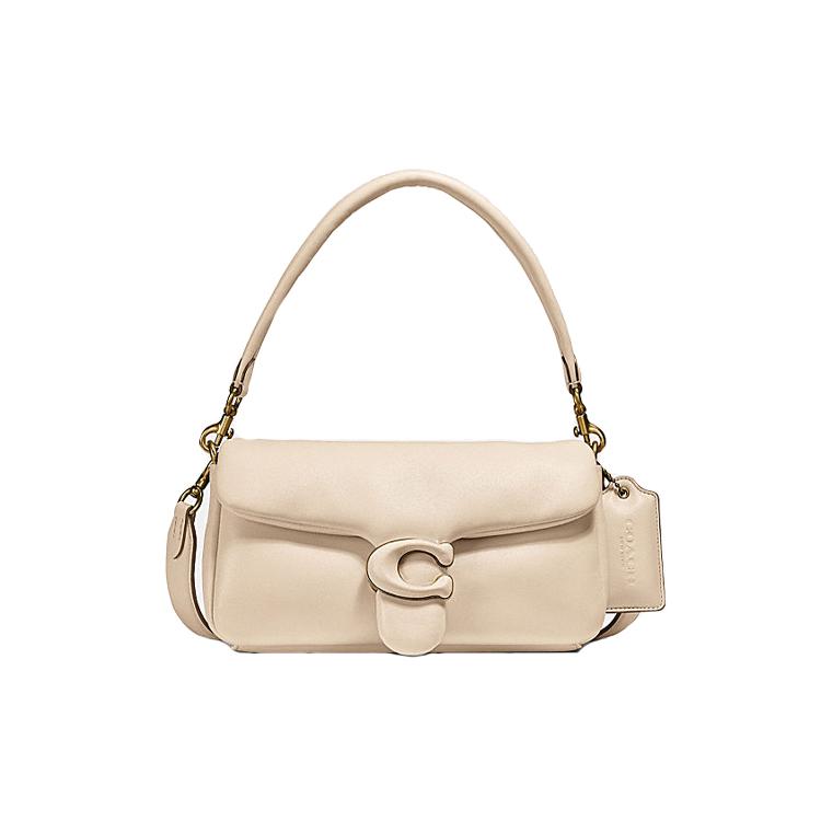 

New COACH Tabby Sheepskin Shoulder Bag Portable Crossbody Bag Shoulder Bag Medium Size Women s Ivory White C0772-B4IY 25.9*7.6*15.0CM