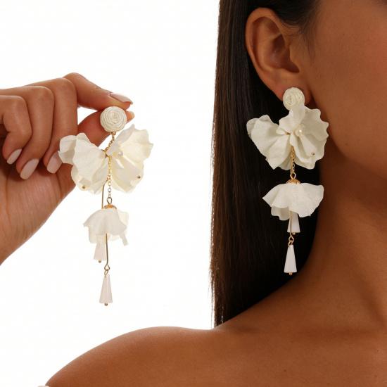 2026 Summer New Handmade Multi-layer Pink Floral Tassel Earrings, Vintage Ethereal Women Earrings