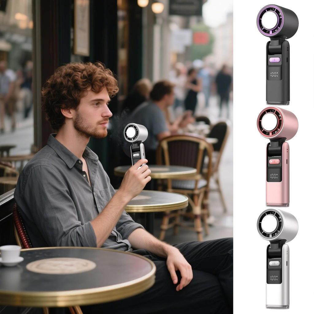 Handheld Fan Small Portable Hand Fan Cooling 100 Speed Foldable Air Cooler with LED Display Rechargeable Cool