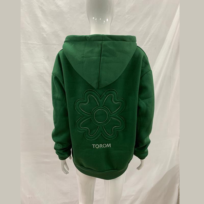 Y2K retro trend düz renk günlük bol kapüşonlu fermuarlı sweatshirt