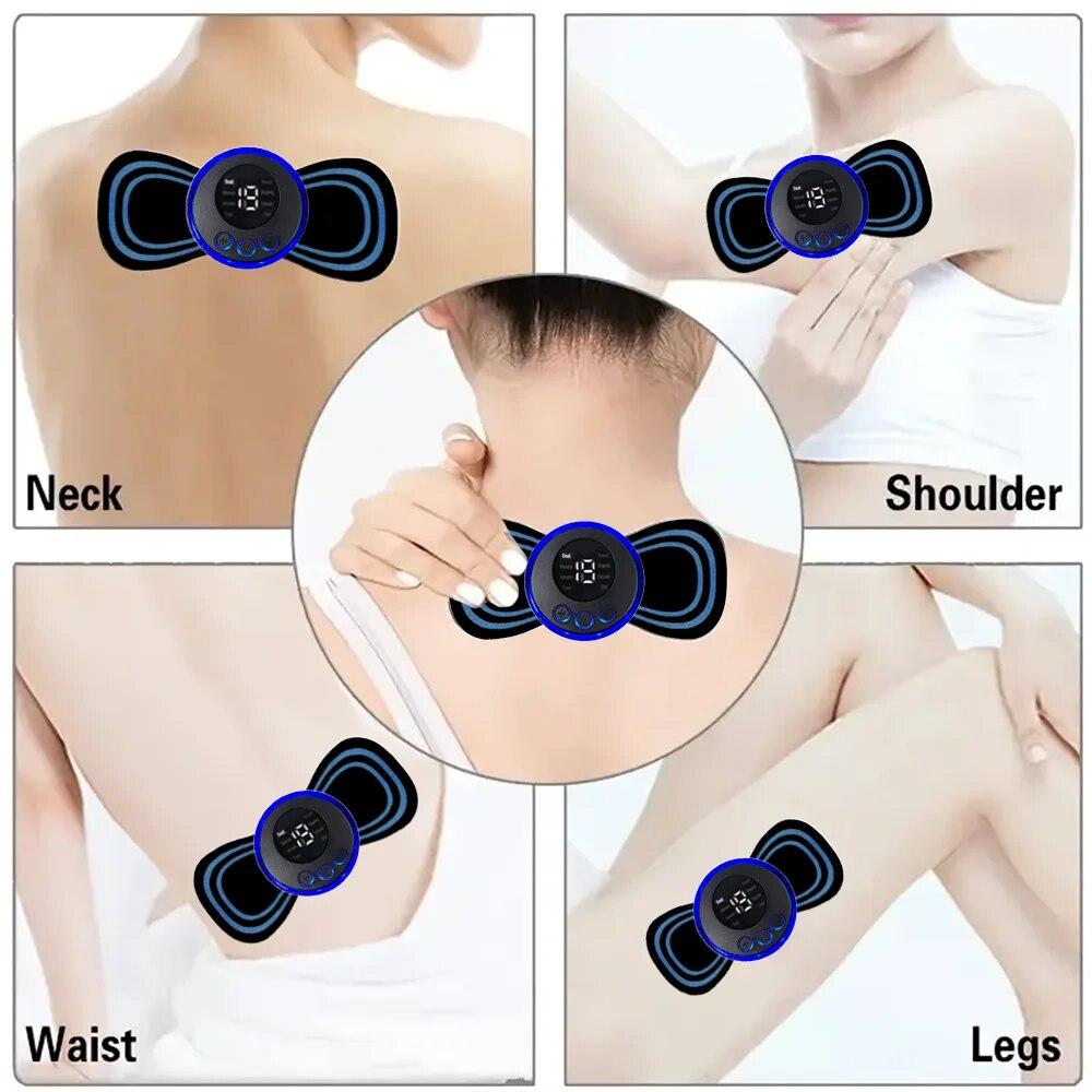 Smart Rechargeable Electric Neck Massager with Remote Control Portable Cervical Massage Patch for Fatigue Relief
