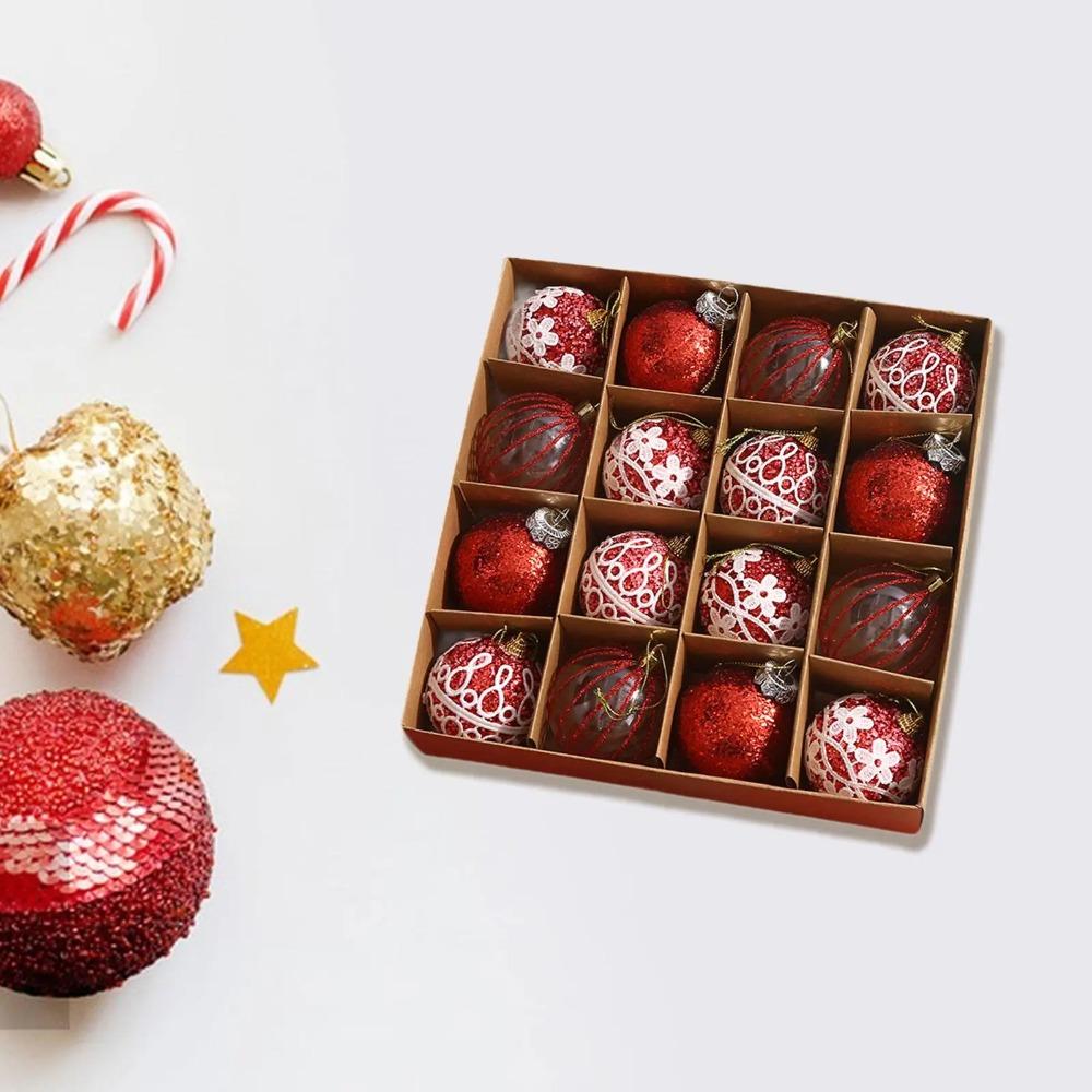 16pcs 6cm Christmas Hanging Balls Set Foam Xmas Tree Ornaments Christmas Balls Pendant Party Favors