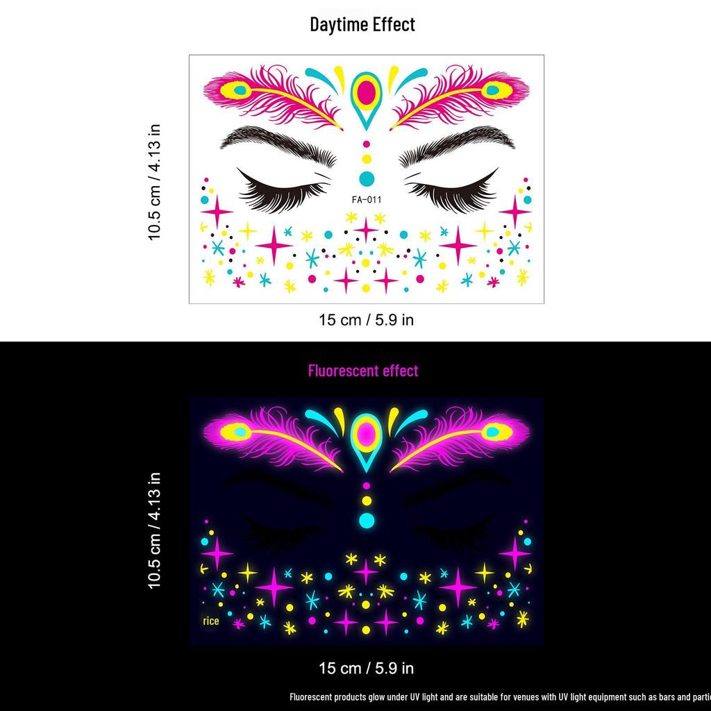 Creative Fluorescent Waterproof Full Arm and Face Tattoo Sticker