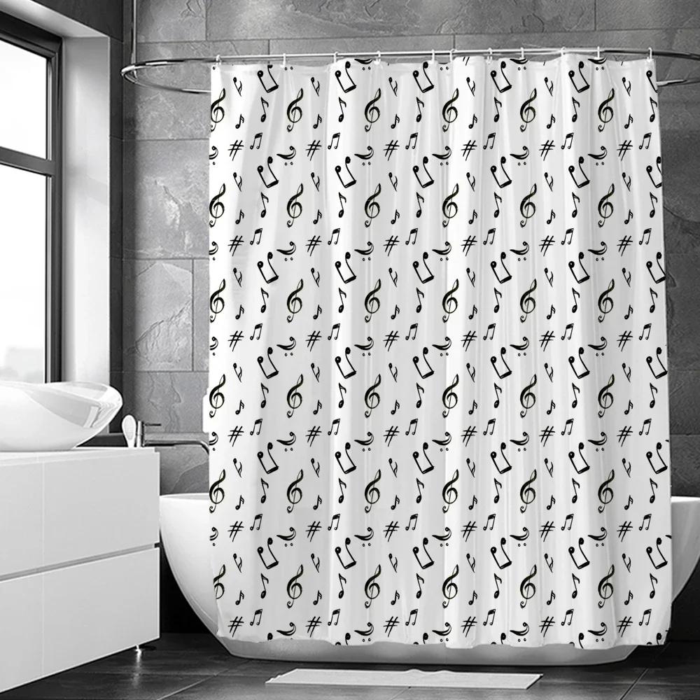 Butterfly Music style Shower Curtain Fantasy Art Musical Note Waterproof Fabric Bathroom Curtain Room Decor Curtains With Hooks