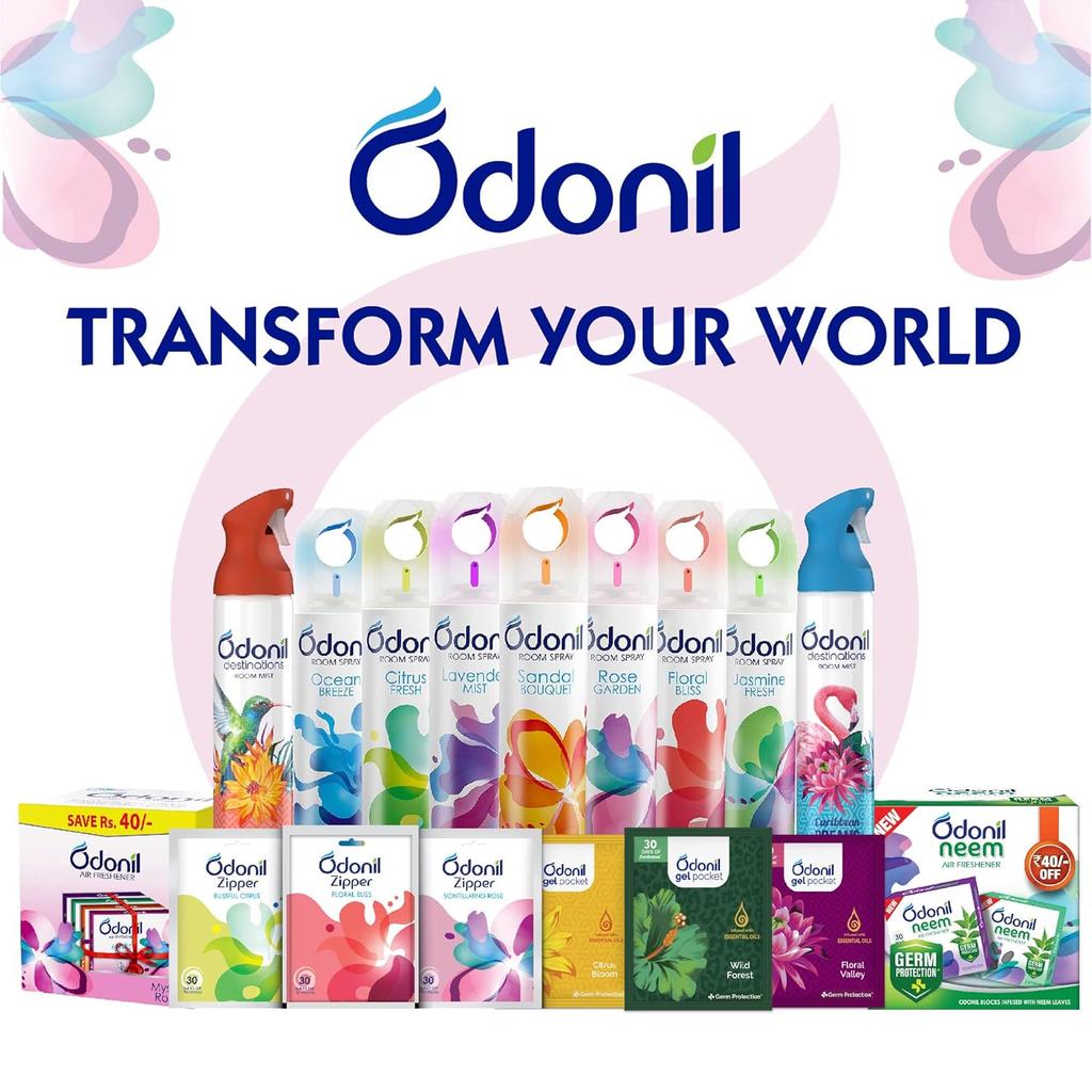 Odonil Bathroom Air Freshener Blocks 192g (48gX4) Mixed Floral Scents Long Lasting
