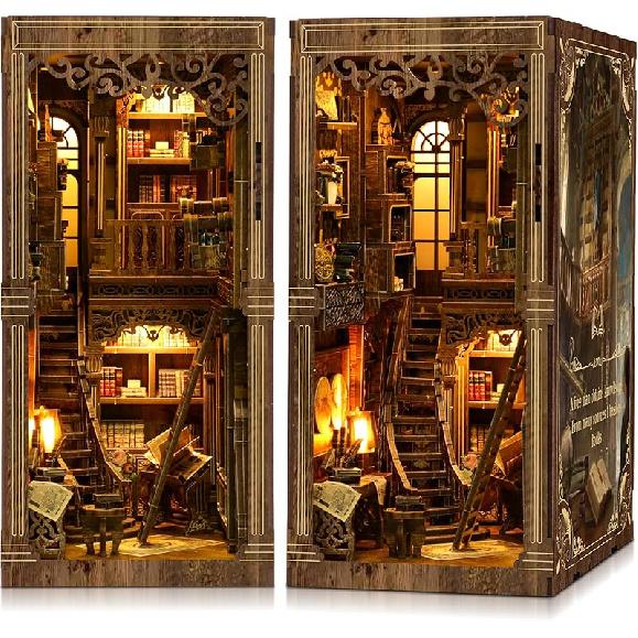 CRIOLPO Book Nook Kits for Adults - Book Nook Kit Bookshelf Decor DIY Miniature House Kit for Bookshelf - Craft Kits for Adults Booknook Model Kits Book Collection