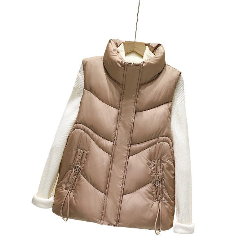 Kurze Damenweste aus Baumwolle, neue Thermobaumwollweste, lockere Daunenbaumwollweste für Herbst und Winter