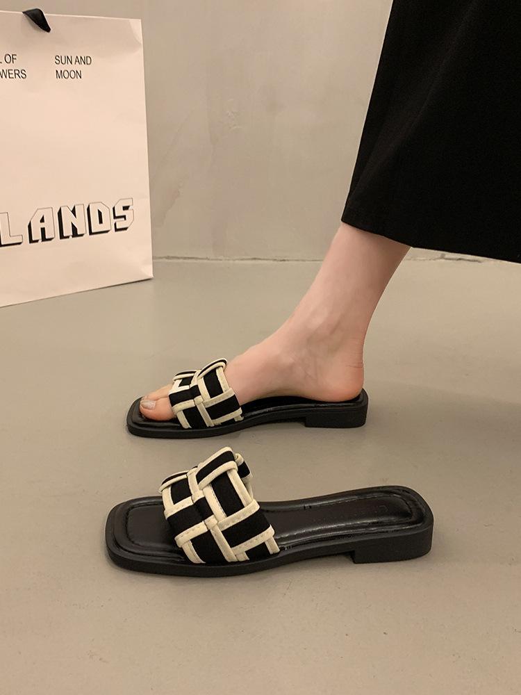 Flat two wear sandals female French fairy style summer fashion with skirt temperament wear versatile Roman cool slippers