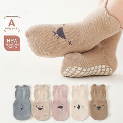 5Pairs/Lot Baby Floor Anti-Slip Socks Toddler Girls Cute Indoor Walking Socks Infant Boys Non Slip Bottom Socks