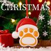 Resin Pet Keepsake for Tree Christmas Ornament, Cute Cat Paw/Bone Shaped Xmas Hanging Decoration Memorial Pendant with Santa Hat Tree, Car Rearview