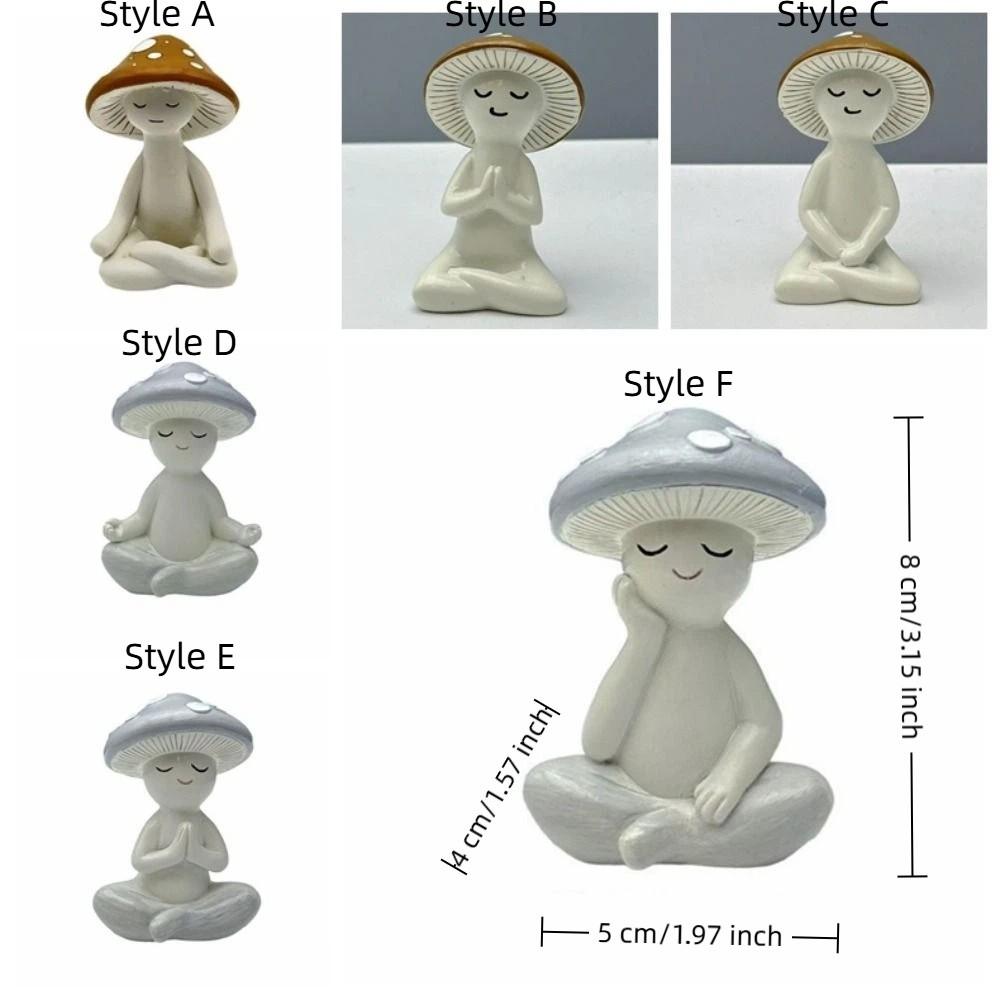 Cute Yoga Mushroom Statue Mini Mushroom Sculpture Courtyard Ornaments Mushroom Figurine Home Decor