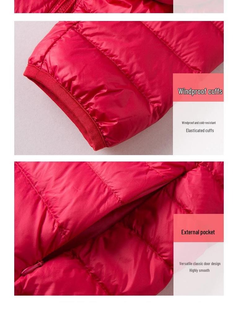 2025 Zimní Korejský Styl Ultralehká Dámská Péřová Bunda s Kapucí - Krátký Slim Kabát Plus Size