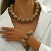Handmade Wooden Beaded Necklace Set With Leopard Print Accents Boho Chic Statement Collar Chain Women Fall Winter