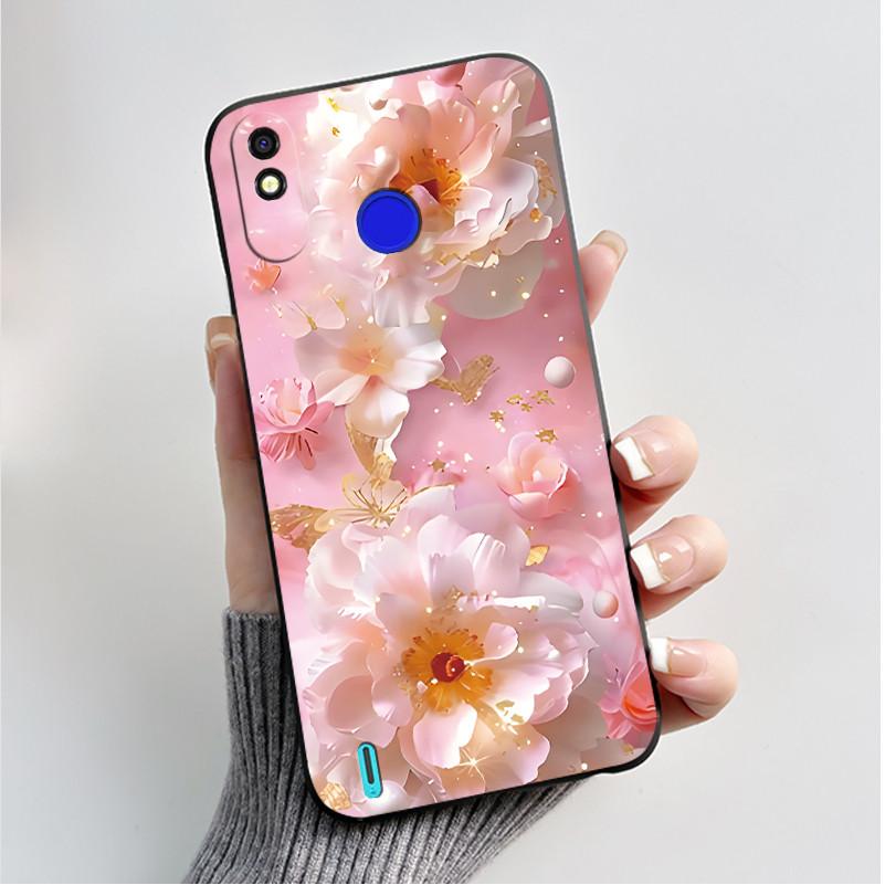 Printed Phone Case For Tecno Spark 4 Lite/POP 3PLUS Funda Capa Soft Silicone Black Shell Cover Cute Flower Cartoon Casing Coque