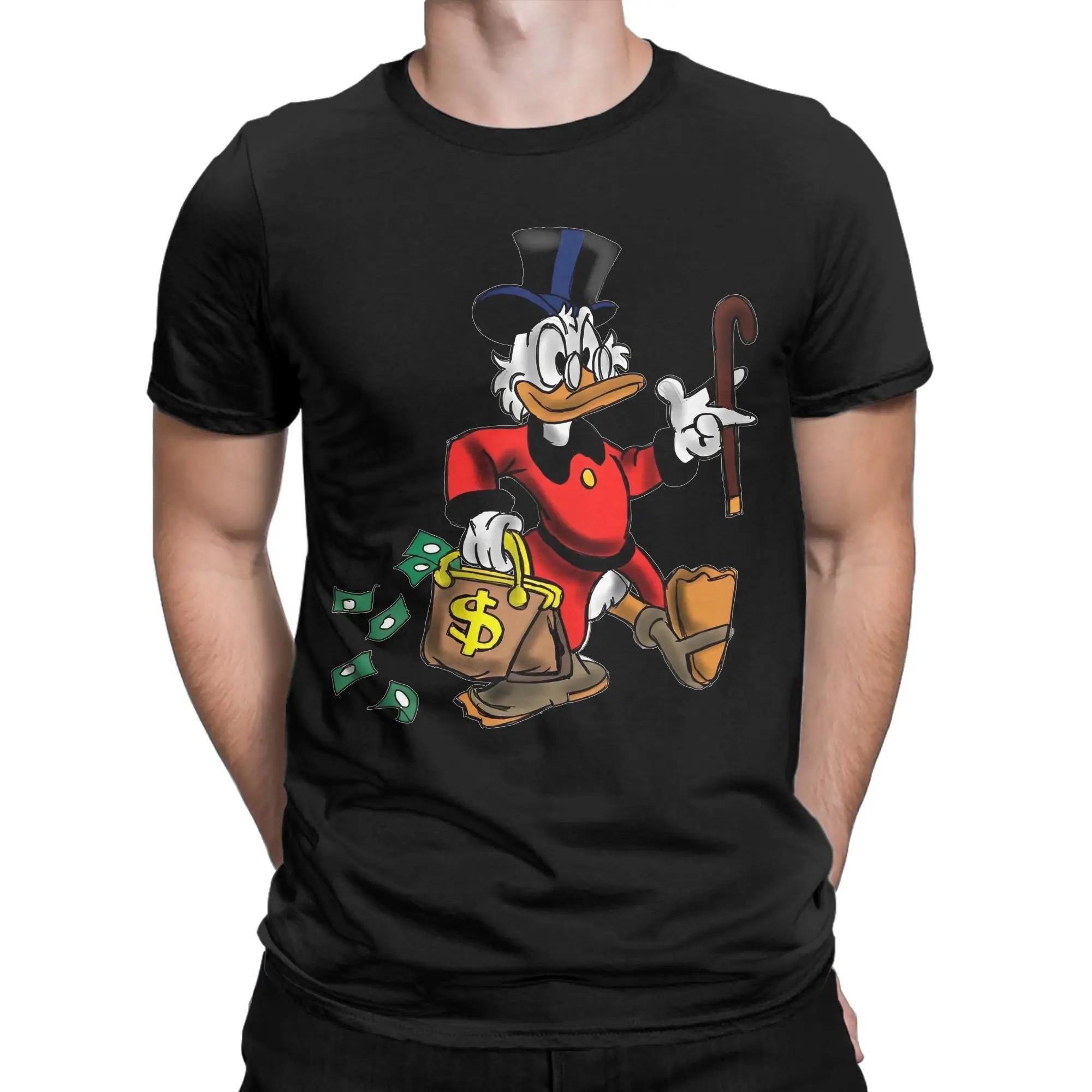 Scrooge McDuck 100 Cotton TShirt Mens Summer DuckTales Fun Tshirts Famous Anime Unisex Comfortable Women Men Tshirts S