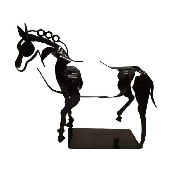Abstract Horse Sculpture Hollow Horse Statue with Light Metal 3D Animal Figurine Home Office Desktop Decoration Ornament