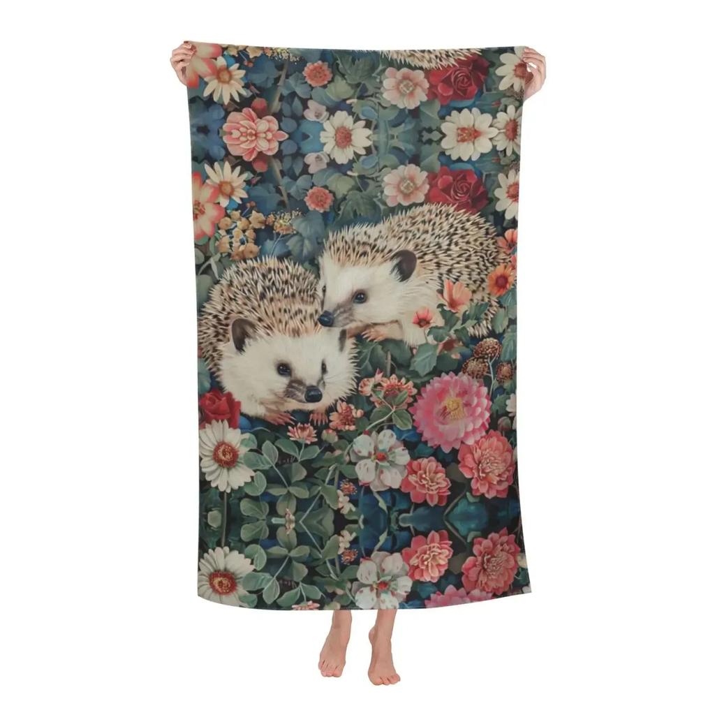 Cute Hedgehog Bath Towel Cartoon Beach Towel for Bathroom Hotel Gym Spa Sport Travel Camping Soft Absorbent Kitchen Dish Towel