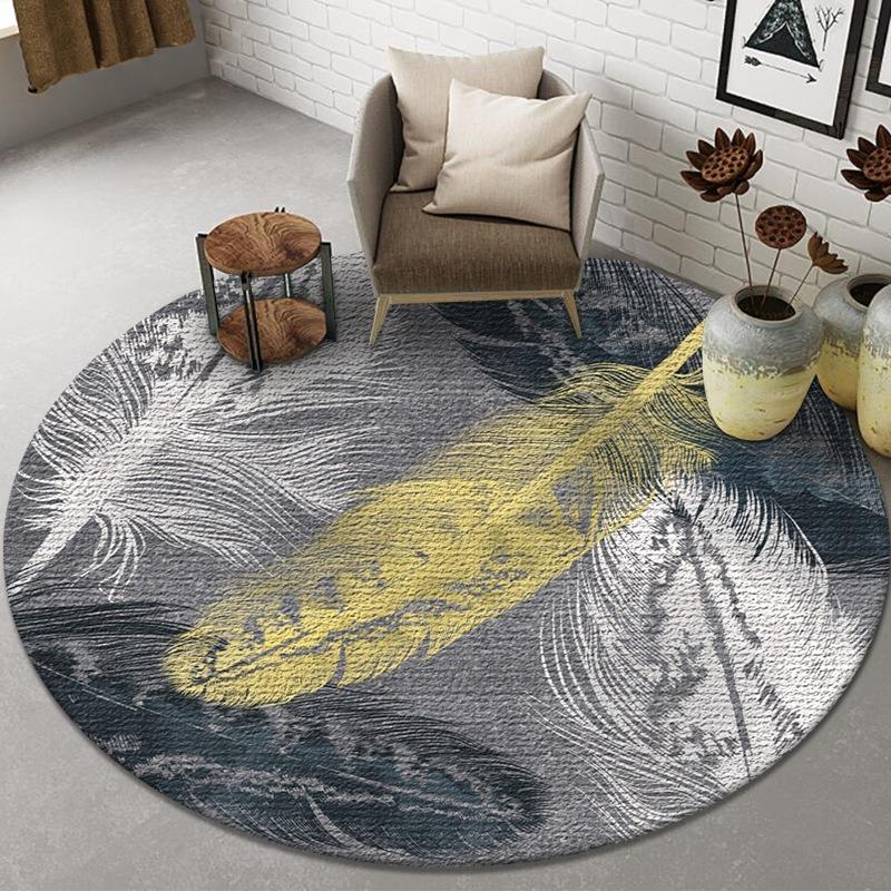 

Abstract Style Round Rug for Hanging Chair Coffee Table Non-Slip Circle Carpet Accent Mat for Living Room Bedside Floor Decor 40x40cm