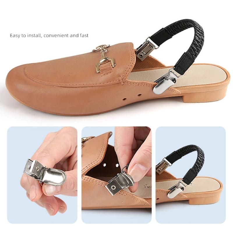4 Pezzi Lacci Elastici Regolabili in Pelle con Cinturino Antiscivolo per Tallone con Fibbie in Lega Installazione Rapida per Sandali Slip-On