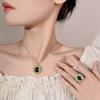 Jewelry Hot Color Treasure Set Ring Necklace Red Blue Emerald Flower Design Women's Luxury