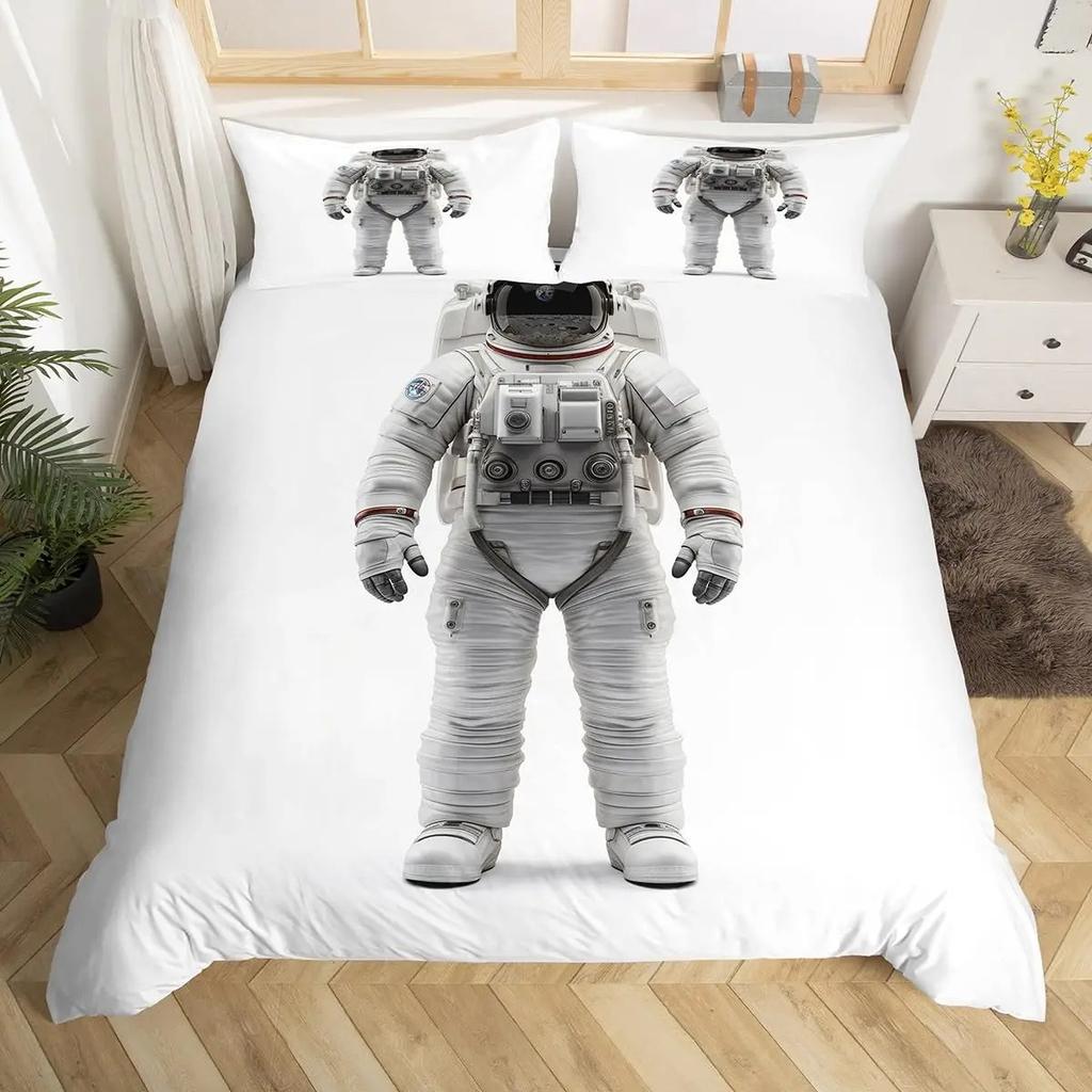 Housse de couette Astronaute Univers Galaxie Ensemble de literie Thème Espace Extérieur Housse de couette Garçons Enfants Décor de Chambre Ciel Étoilé Housse de couette