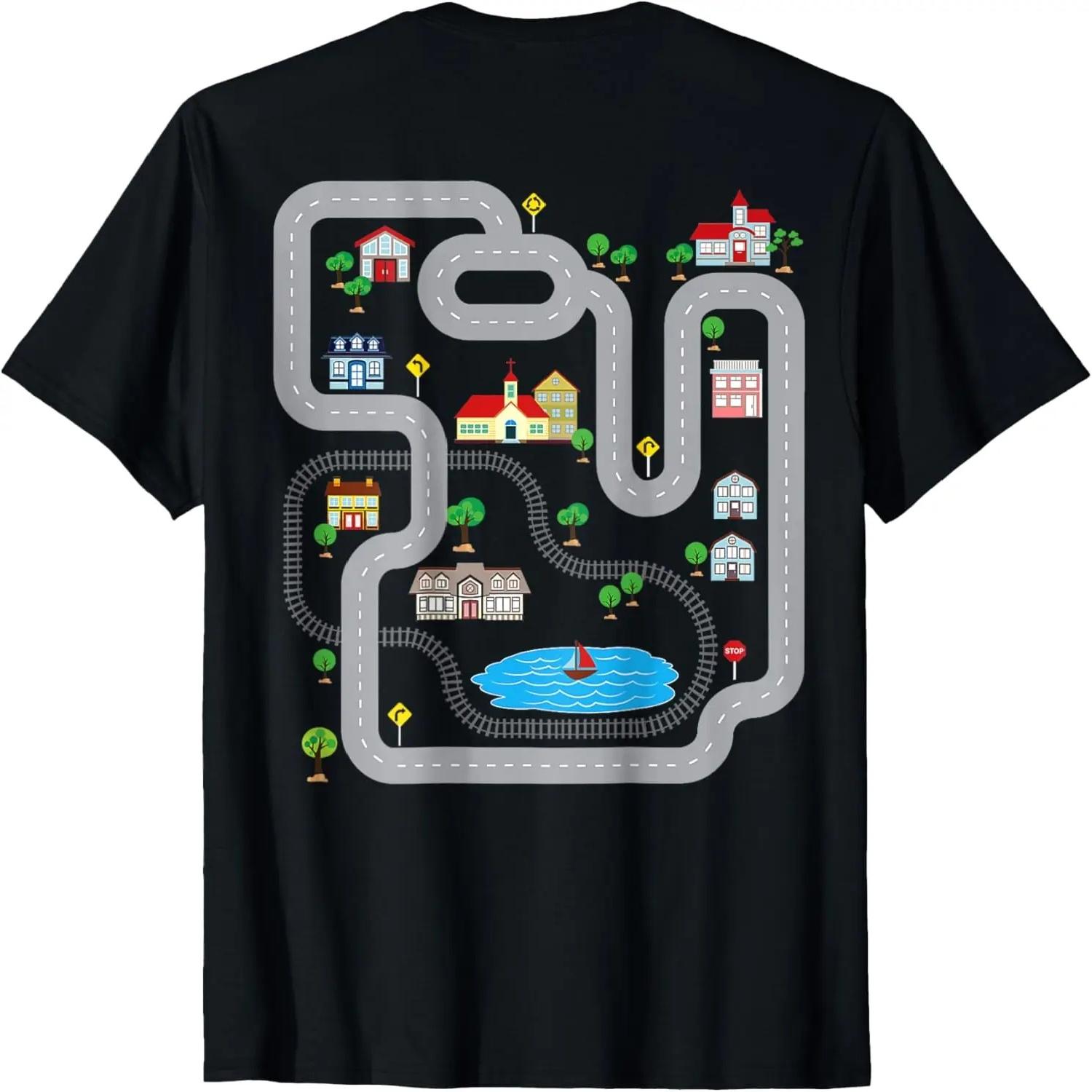 Playmat Train Car Race Track On Back Road T-Shirt XXXXXL разноцветный