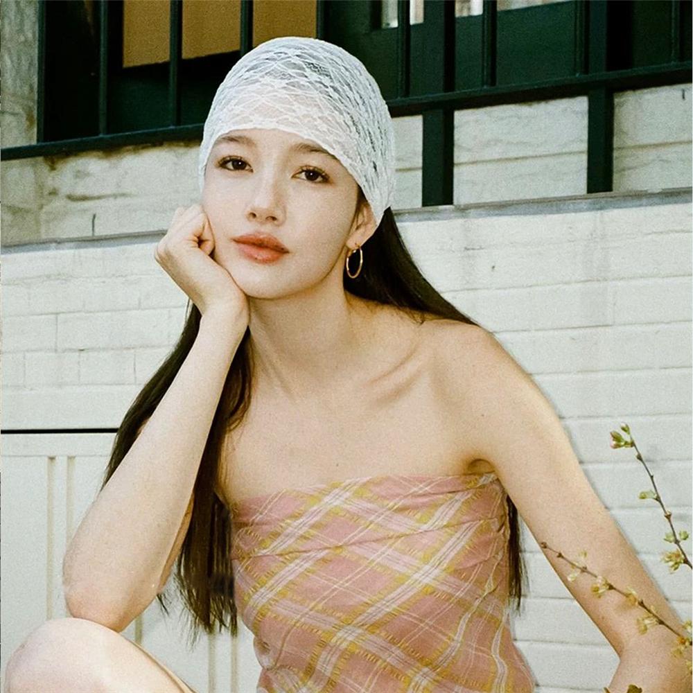 Spring Summer Mesh Lace Headband Breathable Lace Hairband Cap Elegant Elastic Hair Wrap  for Women