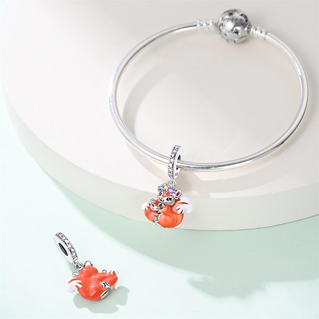 Charm Bead Charms Authentic copper Plated Squirrel Pendant Mothers Day Bead Charms Compatible With Bracelets Diy Fine Gift Women Delicate Jewellery