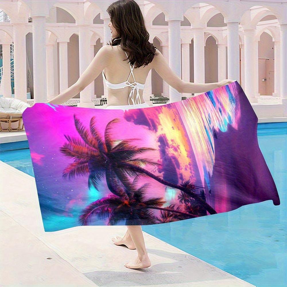 Telo mare motivo palme tramonto protezione solare antivento adatto per spiaggia piscina campeggio viaggio coperta da spiaggia
