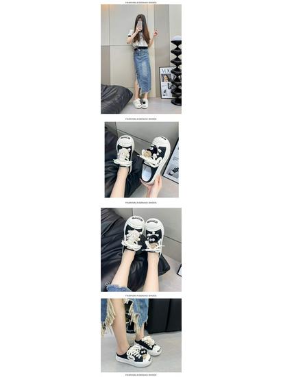 Women's 2025 Summer Korean Style Flat Canvas Slip-On Slippers