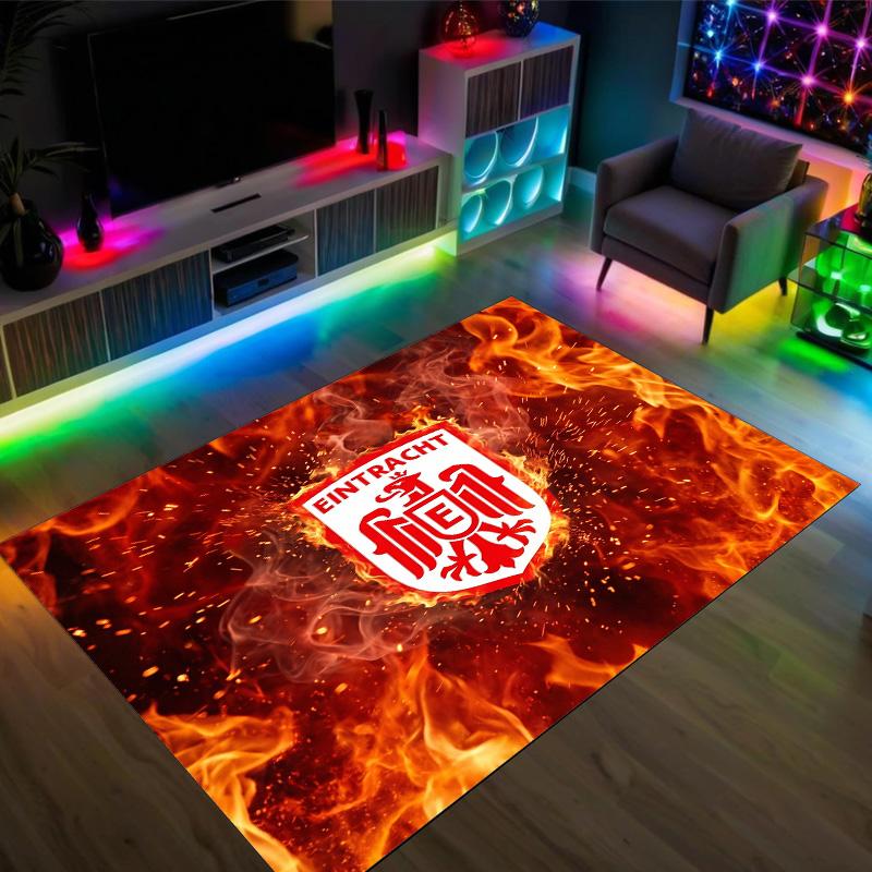 Eintracht Frankfurt Fußball Design Kristall Samt Teppich Gemütlich Non?Rutschfester Teppich mit Aufdruck für Schlafzimmer Wohnzimmer Eingang