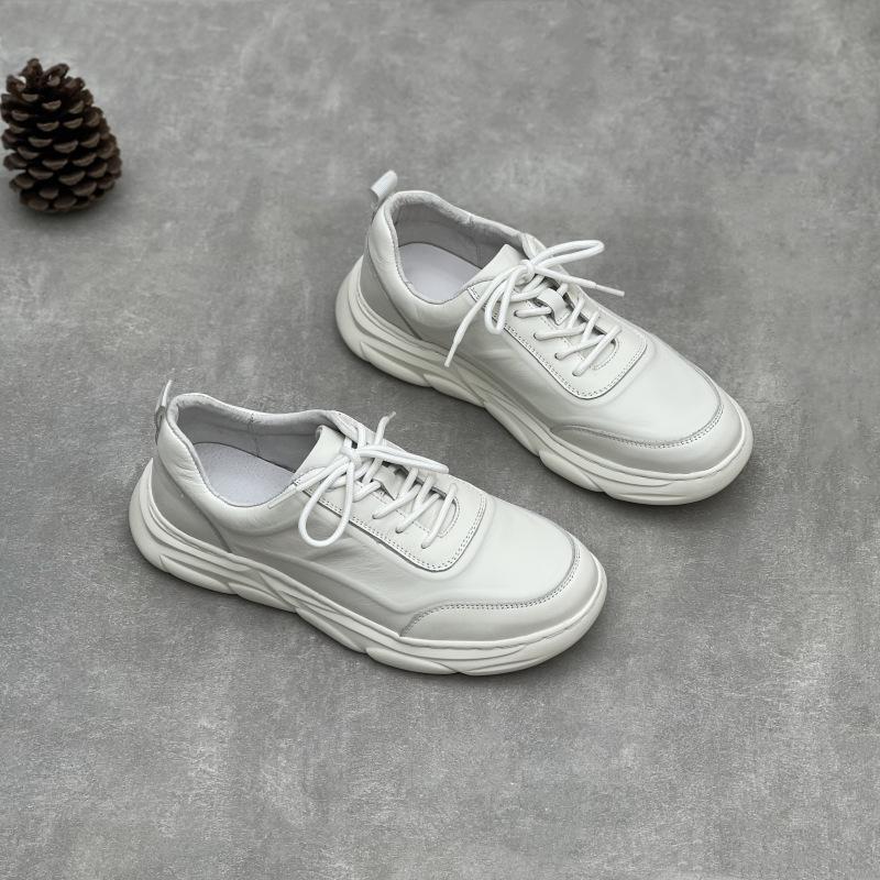 Chaussures pour hommes en cuir véritable Printemps Chaussures décontractées Cuir pleine fleur Cuir de vachette Semelle souple Chaussures de sport pour la course