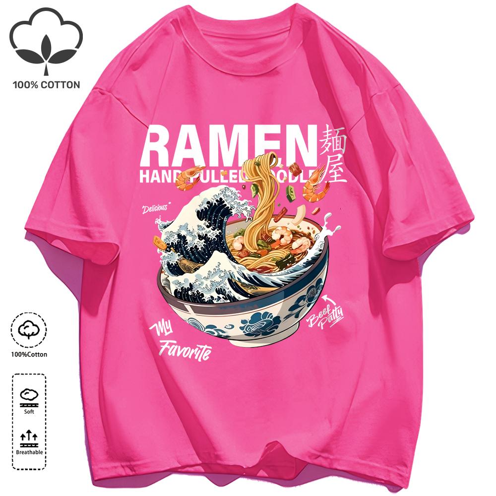 A Bowl Of Rich Lamian Noodles Design Unisexs Retro T Shirts Basics Simple TShirts Fashion Cotton Summer Clothing Unisex Loose Tee
