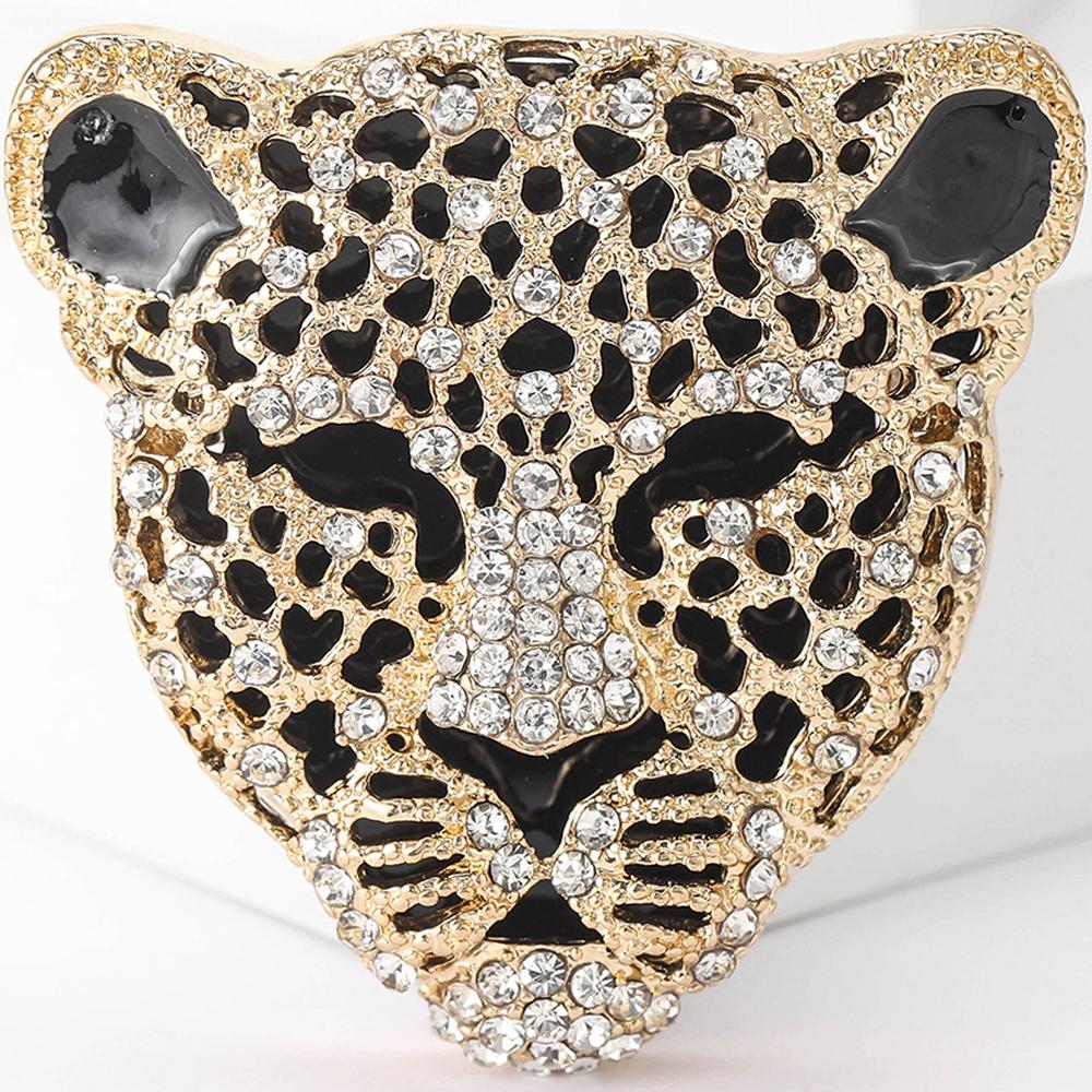 Męska Kryształowa Broszka Pin Leopard Dżetowa Broszka Gepard Biżuteria na Imprezę Prezenty