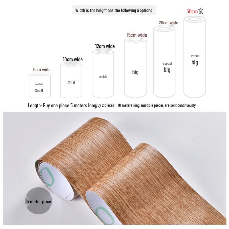 Vanntett selvklebende gulvlist og kantlist med trestruktur for møbelrenovering og sokkeldekorasjon