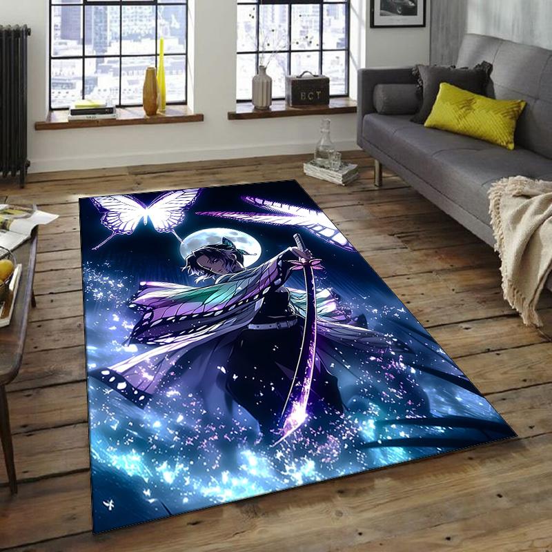 Kochou Shinobu Design Area Rug - Non-Slip, Soft & Cozy Floor Mat for Living Room, Bedroom, Office - Indoor/Outdoor Decorative Carpet