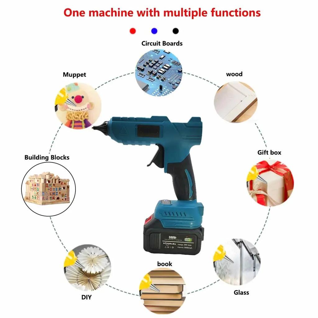 100W Cordless Electric Hot Melt Glue Gun Portable Handicraft Dedicated Dispensing Machine Household Repair Power Tool