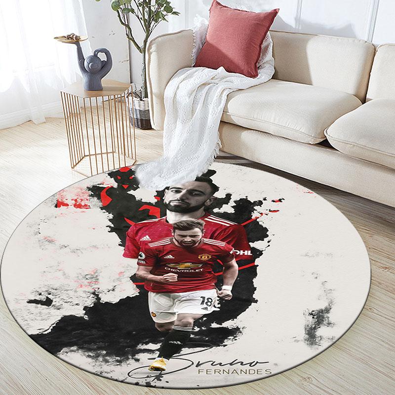Bruno Fernandes pattern round rug,Carpet Rug for Living Room Bedroom Playroom ,Non-slip Floor Mat,Holiday Gifts and Birthday Gifts.