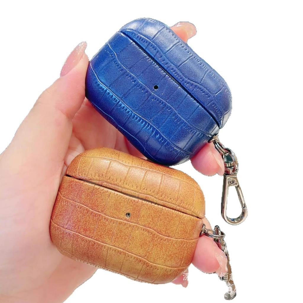 Applicable AirPods leather protective case PU crocodile pattern pro protective case 1st generation Apple wireless bluetooth headset cover