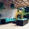 Vidaxl 8-Cz. Tuin Lounge Set, Kussens, Zwart Rotan PE
